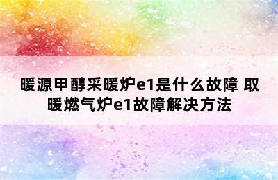 暖源甲醇采暖炉e1是什么故障 取暖燃气炉e1故障解决方法